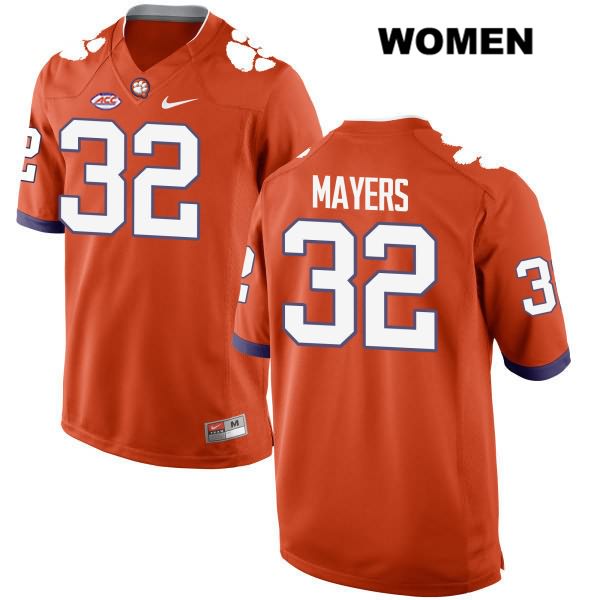 Women's Clemson Tigers #32 Sylvester Mayers Stitched Orange Authentic Style 2 Nike NCAA College Football Jersey IZB6446IM